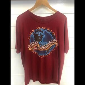 Vintage "One World, One Motorcycle" Harley Davidson Shirt